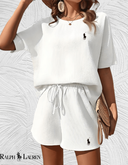 Polo Ralph LaurenWomen's White Terry Collar Shirt & Shorts Set (Copy)