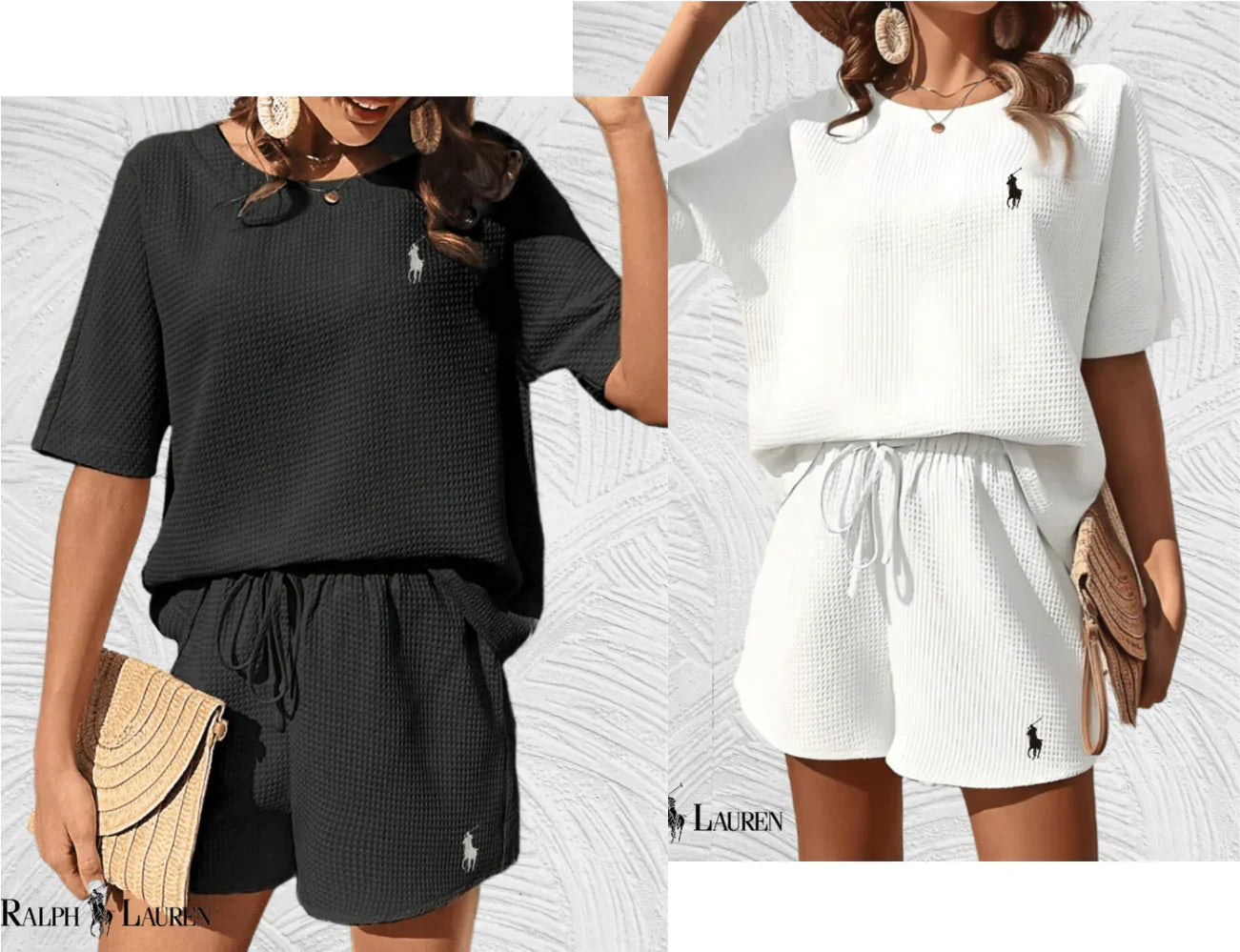 Polo Ralph LaurenWomen's White Terry Collar Shirt & Shorts Set (Copy)