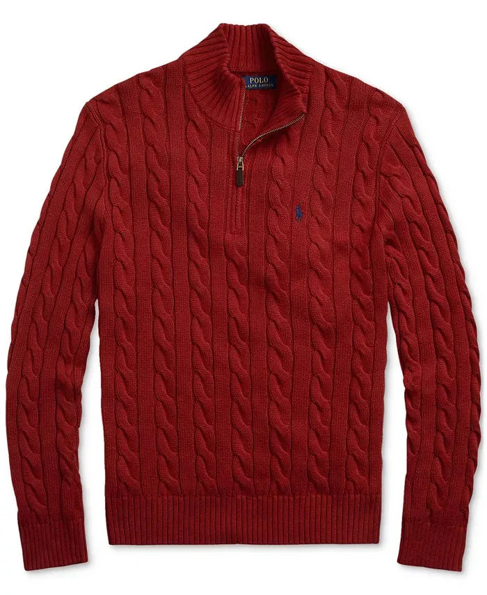 Ralph Ⅼauren | Half-Zip Cable-Knit Cotton Sweaters
