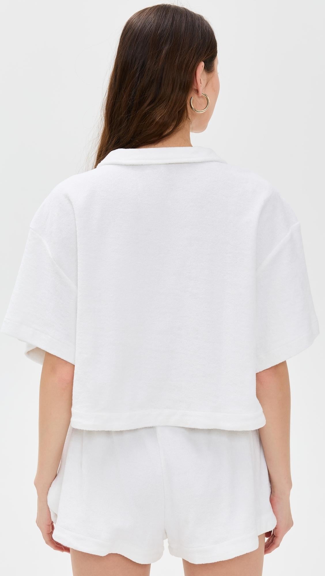 Polo Ralph LaurenWomen's White Terry Collar Shirt & Shorts Set