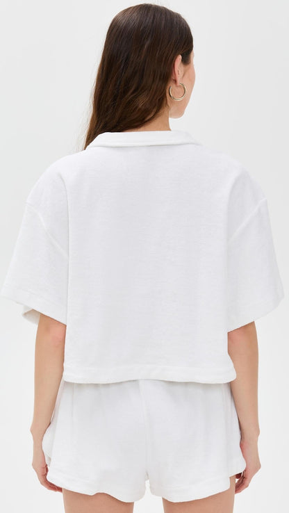 Polo Ralph LaurenWomen's White Terry Collar Shirt & Shorts Set
